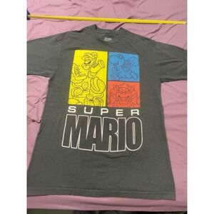 Super Mario Mens 1XLT Gray Graphic T Shirt Nintendo Characters Big Tall Tee